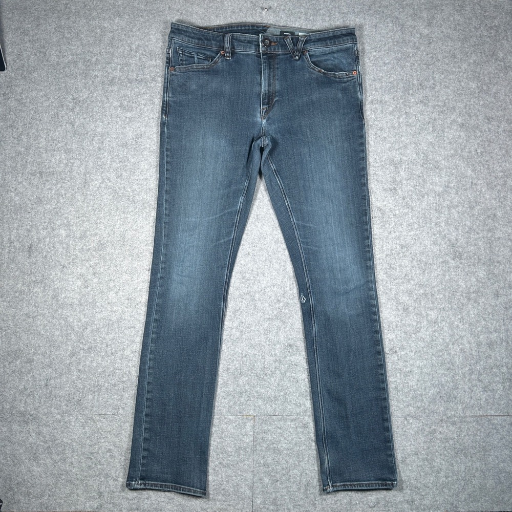 Volcom denim jeans Men 34x32 Blue Vorta Slim Straight skater casual stretch